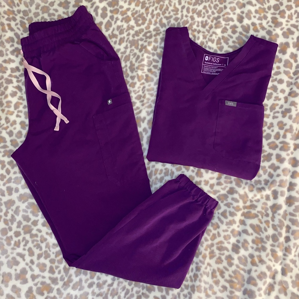 COPY - Large Medium Top Purple FIGS Scrub Set
